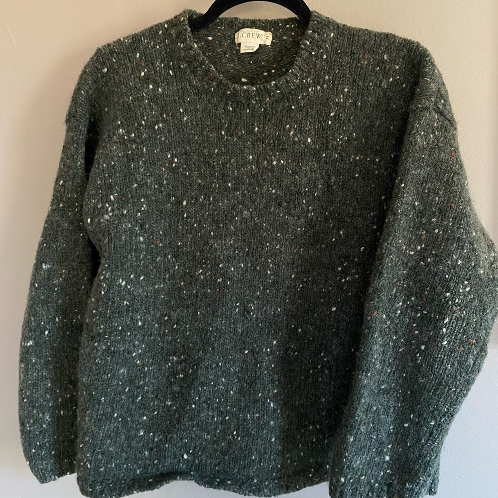 J. Crew Forest Green 100% Wool Crewneck Sweater